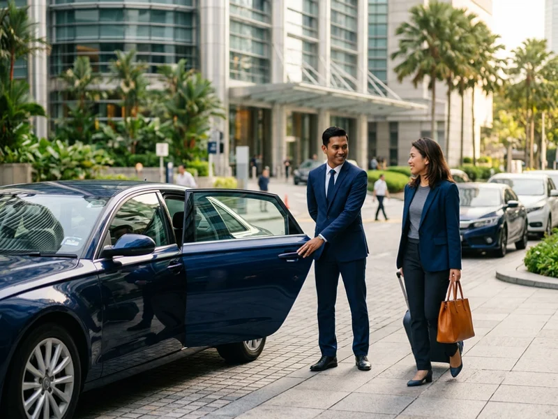 Chauffeur holding the rear door open for an arriving passenger